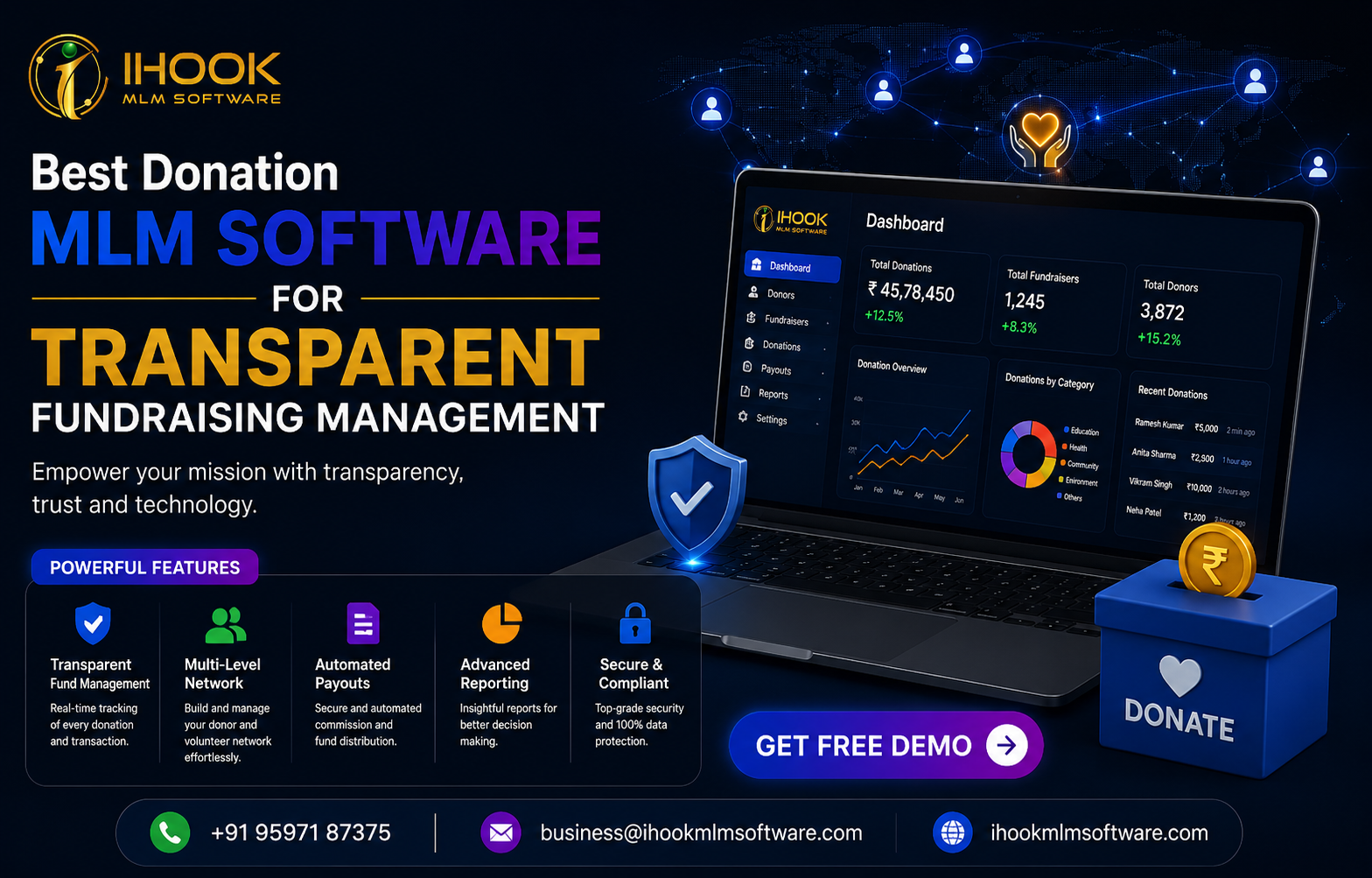 Donation MLM Plan Software | IHook MLM Software